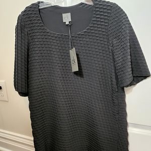 CK CALVIN KLEIN silk textured black blouse sz small